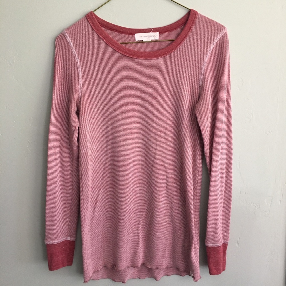 Red and white long sleeve
